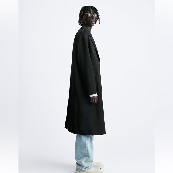 NWT Zara 100% WOOL COAT LIMITED EDITION BLACK COAT SZ M - Picture 2 of 6